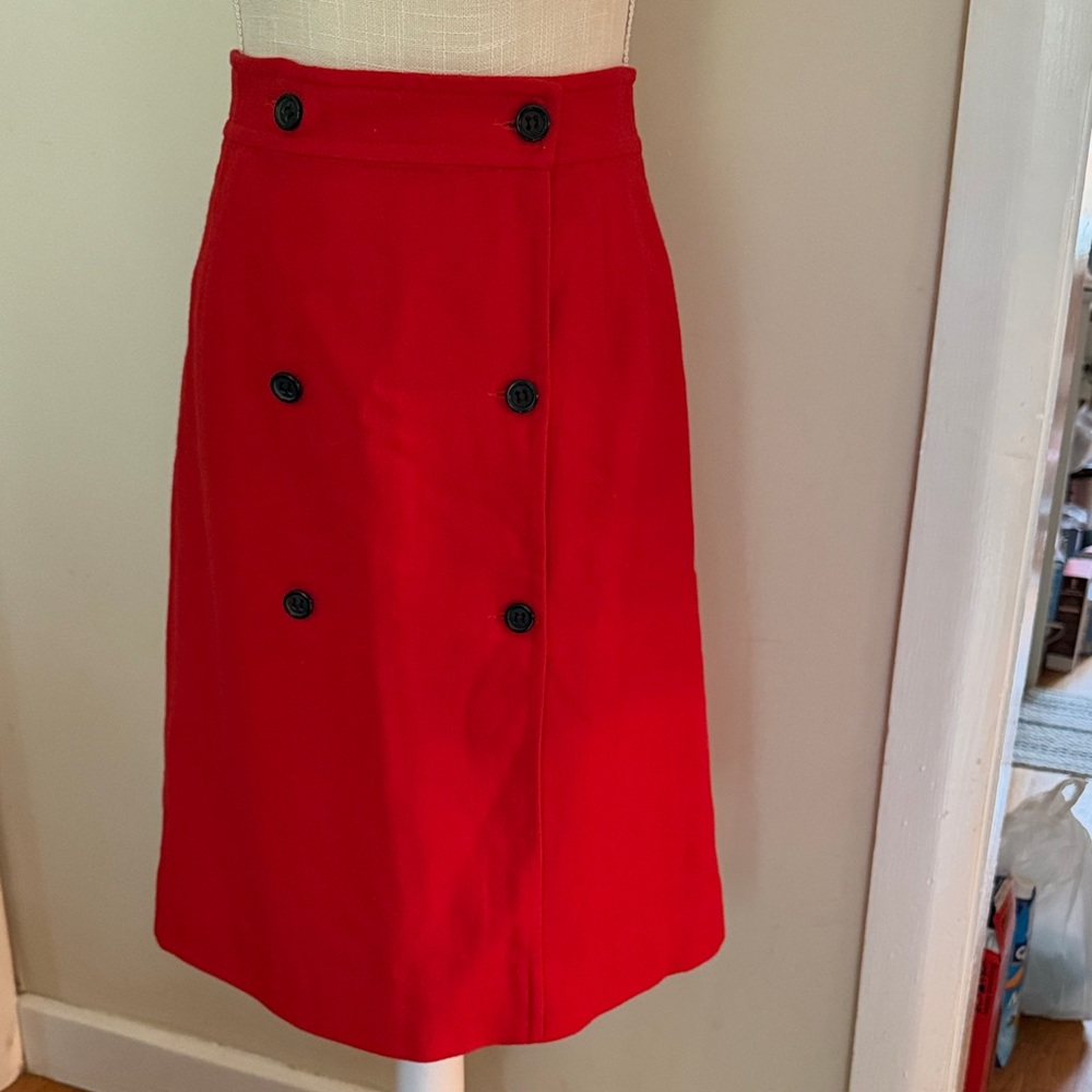 Elegant Red Buttoned Vintage Pendleton Wool Skirt - image 1
